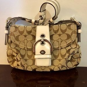 Cream and White COACH shoulder bag